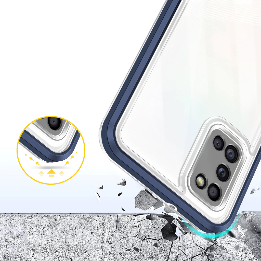 Skaidrus hibridinis dėklas Samsung Galaxy A03s – mėlynas -- Samsung Galaxy A03s