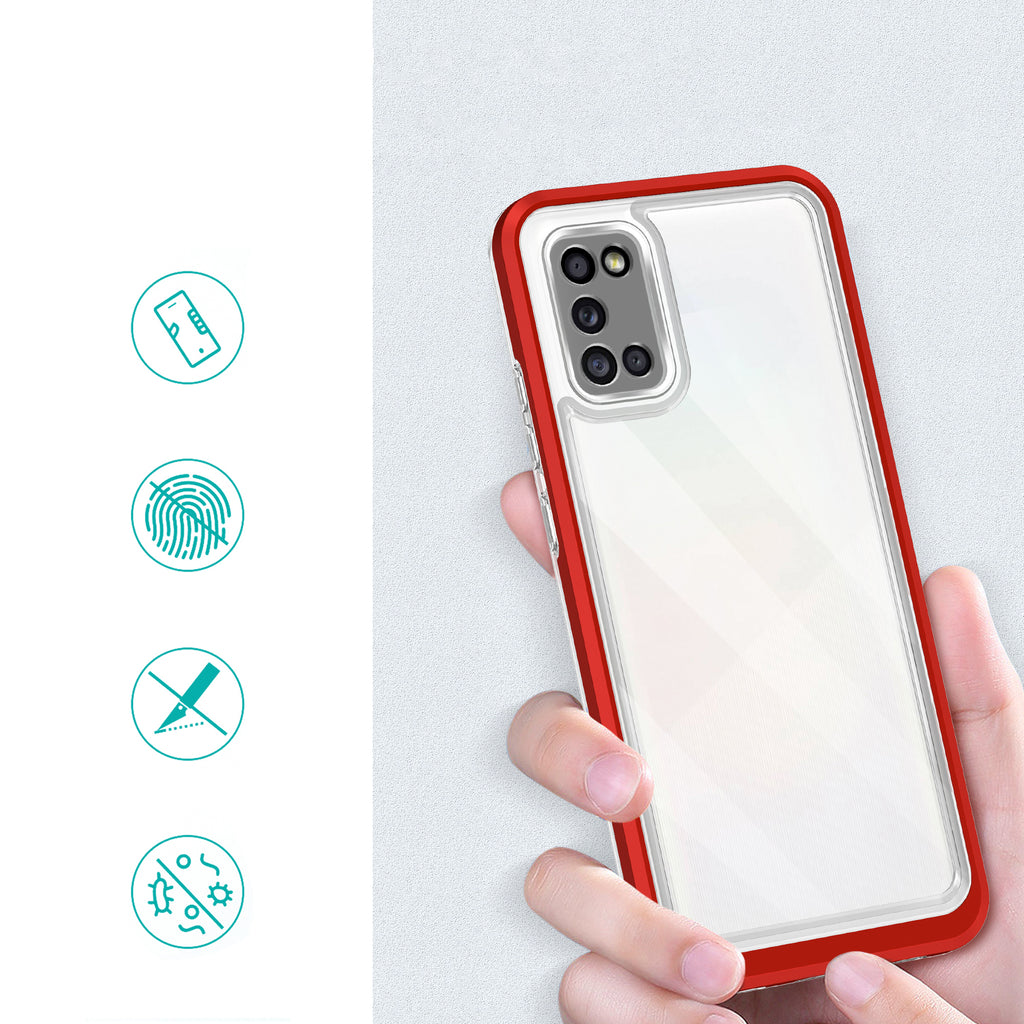 Skaidrus dėklas Samsung Galaxy A03s – raudonas rėmelis -- Samsung Galaxy A03s