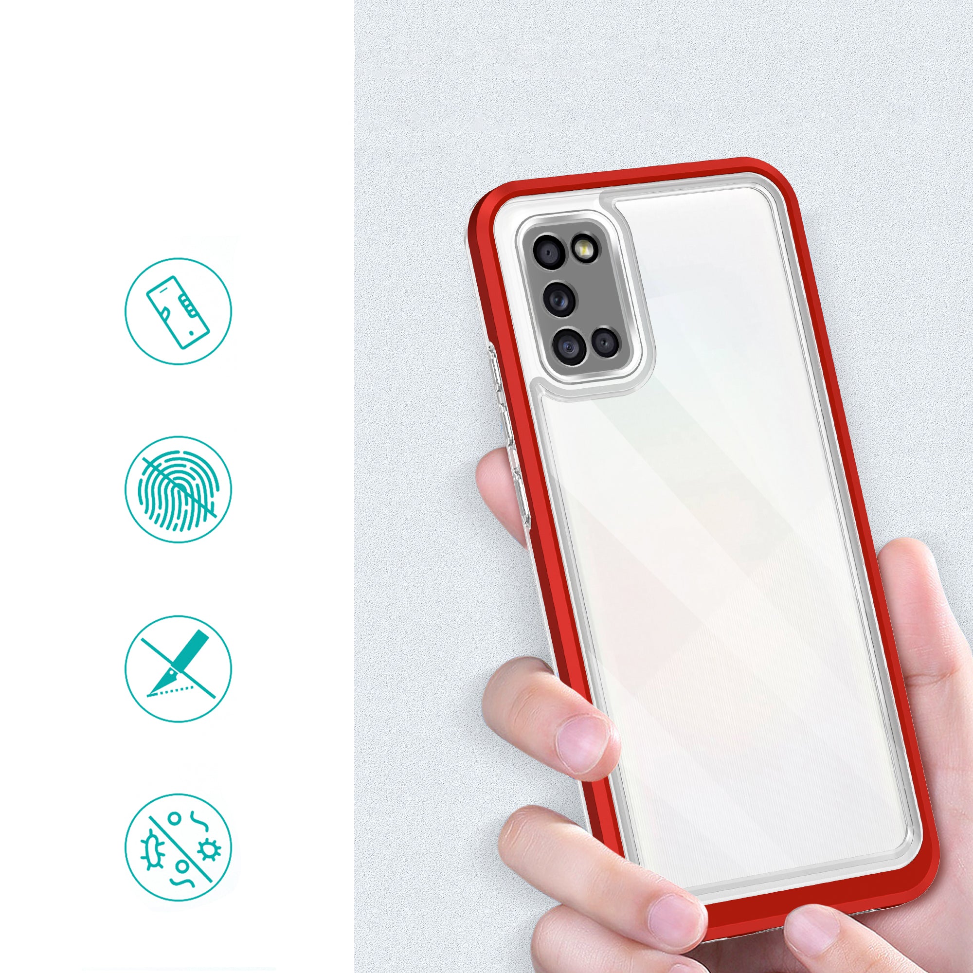 Skaidrus dėklas Samsung Galaxy A03s – raudonas rėmelis -- Samsung Galaxy A03s
