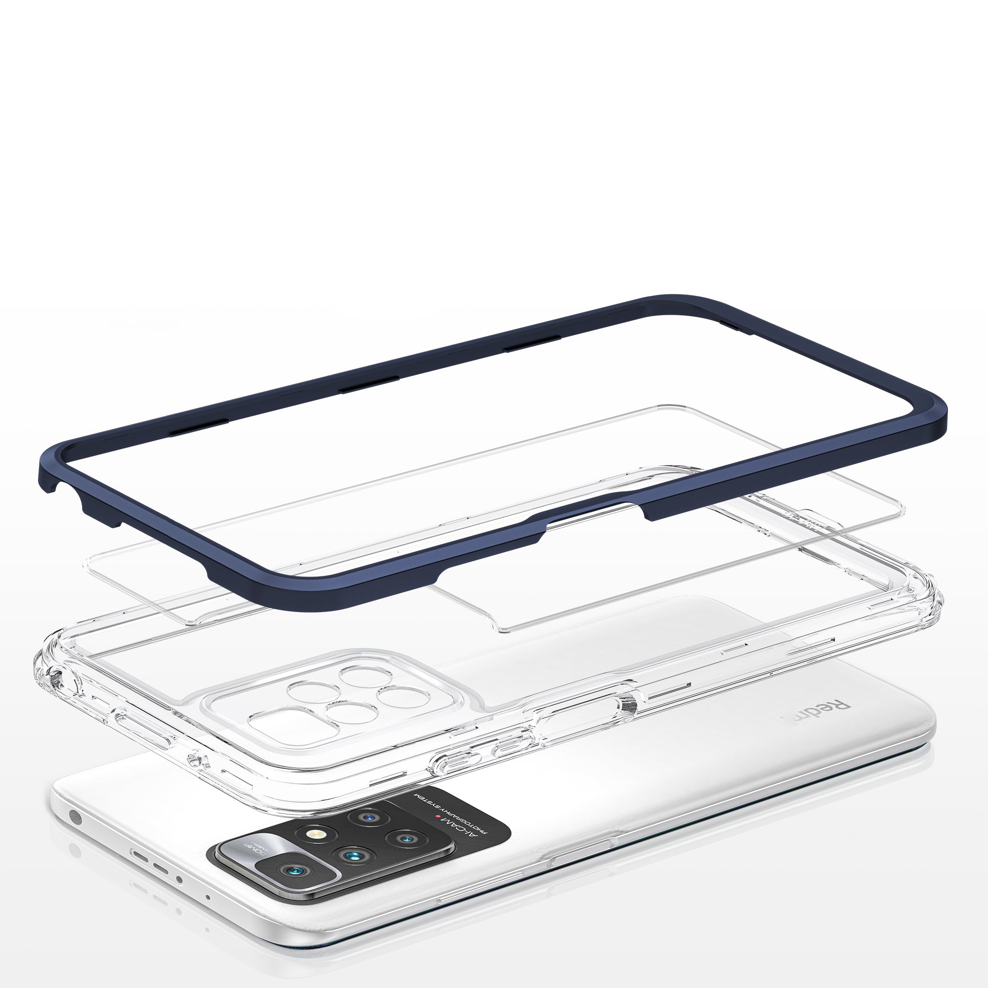 Skaidrus 3-in-1 dėklas Xiaomi Redmi 10 – mėlynas -- Xiaomi Redmi 10