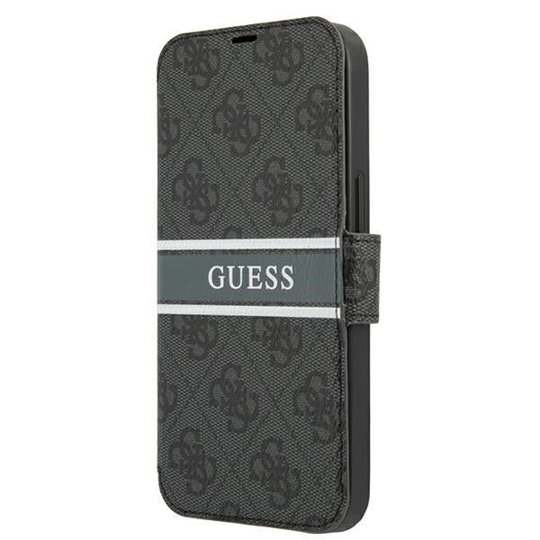 Guess 4G Stripe dėklas-knygutė iPhone 13 mini – pilkas