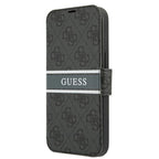 Guess 4G Stripe dėklas-knygutė iPhone 13 mini – pilkas