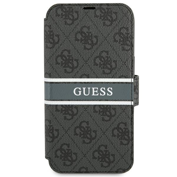 Guess 4G Stripe dėklas-knygutė iPhone 13 mini – pilkas