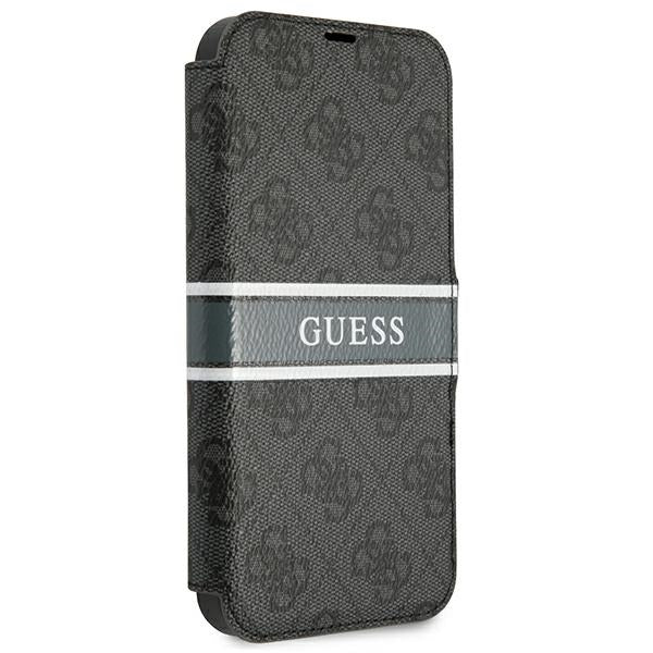 Guess 4G Stripe dėklas-knygutė iPhone 13 mini – pilkas