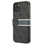 Guess 4G Stripe dėklas-knygutė iPhone 13 mini – pilkas