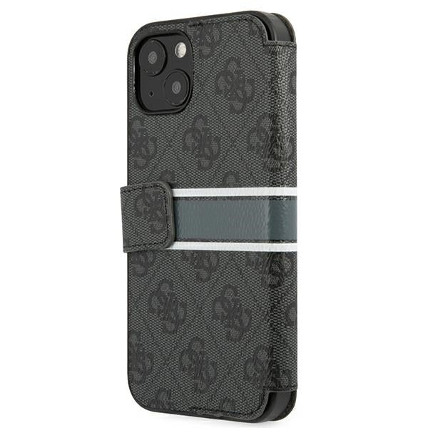 Guess 4G Stripe dėklas-knygutė iPhone 13 mini – pilkas
