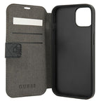 Guess 4G Stripe dėklas-knygutė iPhone 13 mini – pilkas
