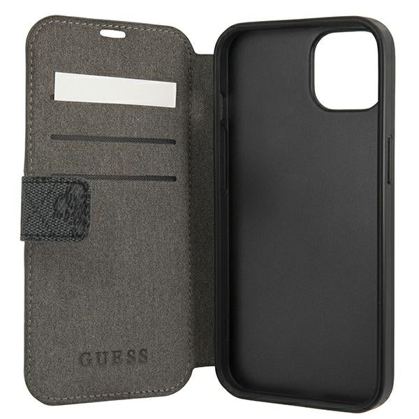 Guess 4G Stripe dėklas-knygutė iPhone 13 mini – pilkas