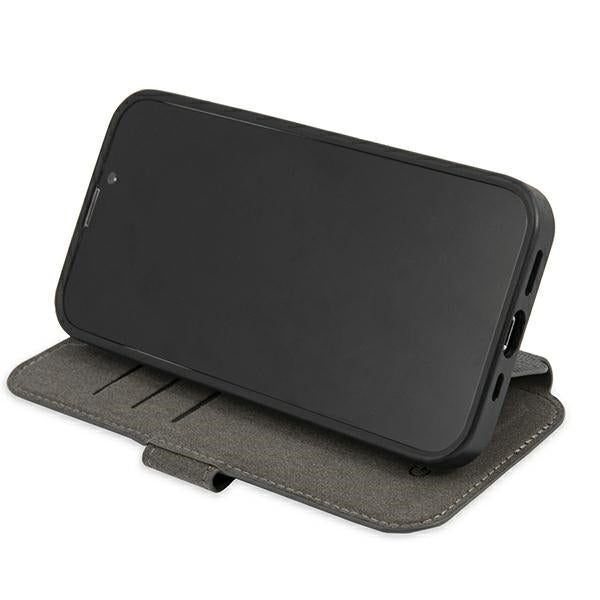 Guess 4G Stripe dėklas-knygutė iPhone 13 mini – pilkas