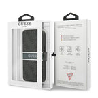 Guess 4G Stripe dėklas-knygutė iPhone 13 mini – pilkas
