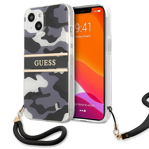 Guess hardcase dėklas iPhone 13 – juodas kamufliažas