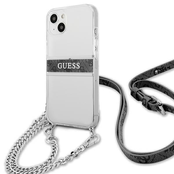 Guess skaidrus dėklas iPhone 13 mini su dirželiu