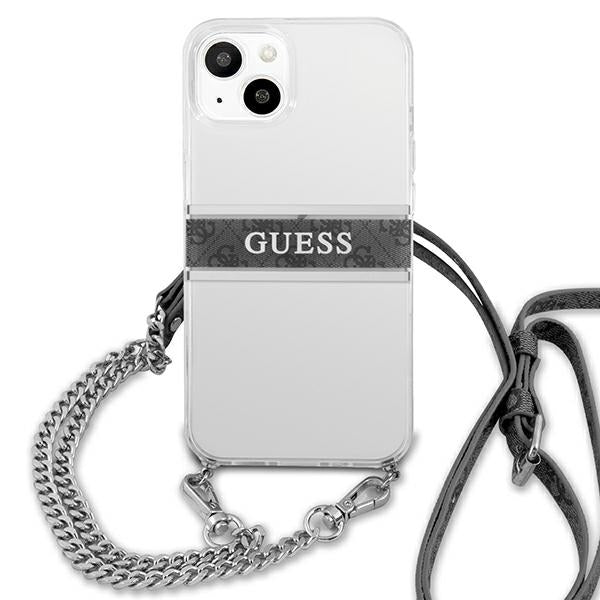 Guess skaidrus dėklas iPhone 13 mini su dirželiu