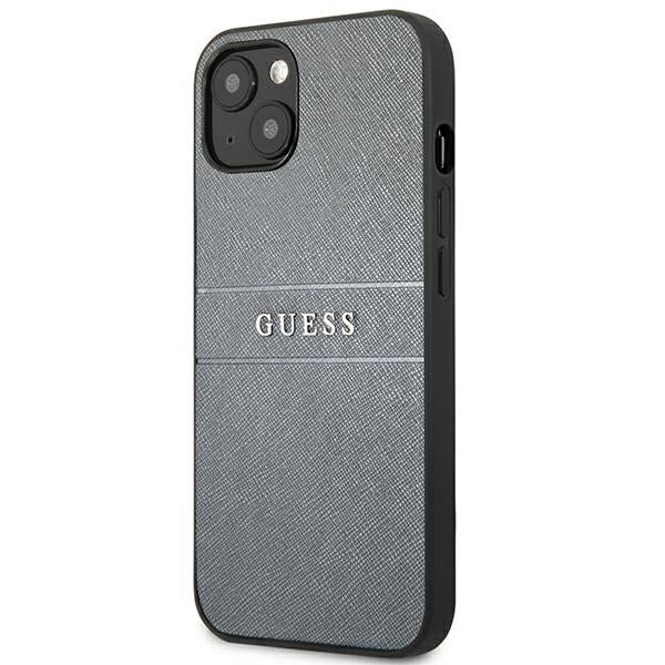 Guess Saffiano Stripe dėklas iPhone 13 mini – pilkas