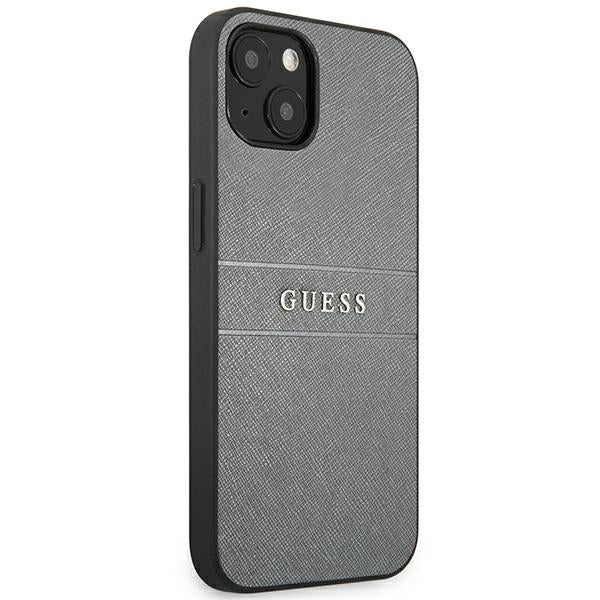 Guess Saffiano Stripe dėklas iPhone 13 mini – pilkas