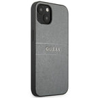 Guess Saffiano Stripe dėklas iPhone 13 mini – pilkas