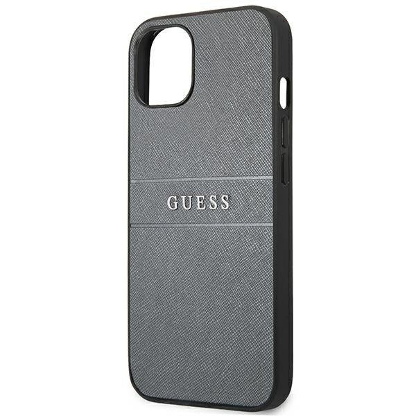 Guess Saffiano Stripe dėklas iPhone 13 mini – pilkas