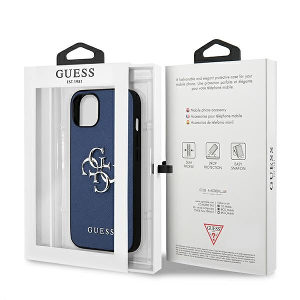 Guess Saffiano dėklas iPhone 13 mini – mėlynas