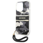 Guess dėklas iPhone 13 Pro Max – juodas, camo, dirželis