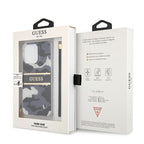 Guess dėklas iPhone 13 Pro Max – juodas, camo, dirželis