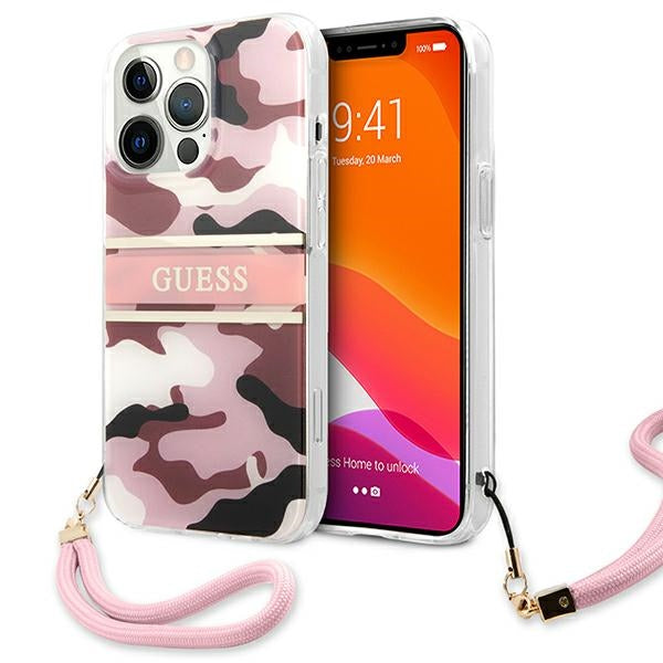 Guess dėklas su dirželiu iPhone 13 Pro Max – rožinis -- iPhone 13 Pro Max