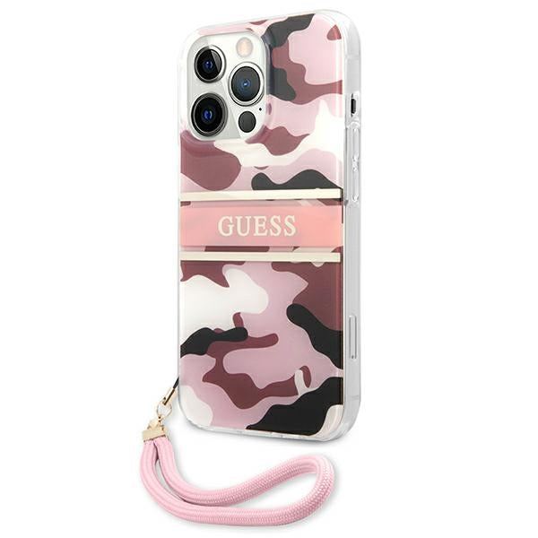 Guess dėklas su dirželiu iPhone 13 Pro Max – rožinis -- iPhone 13 Pro Max