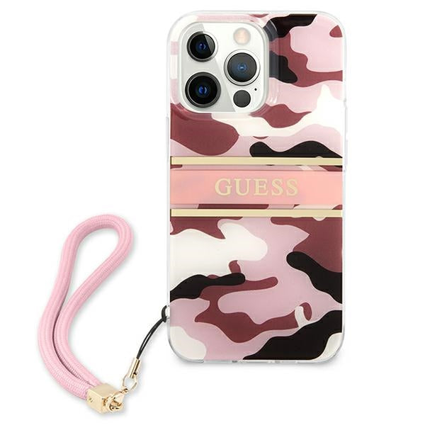Guess dėklas su dirželiu iPhone 13 Pro Max – rožinis -- iPhone 13 Pro Max