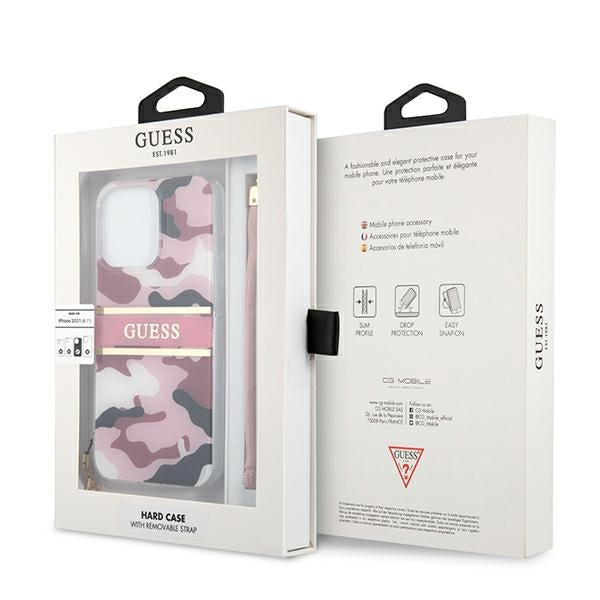 Guess dėklas su dirželiu iPhone 13 Pro Max – rožinis -- iPhone 13 Pro Max