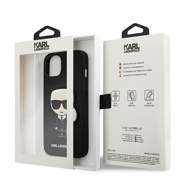 Karl Lagerfeld Saffiano dėklas iPhone 13 mini – juodas
