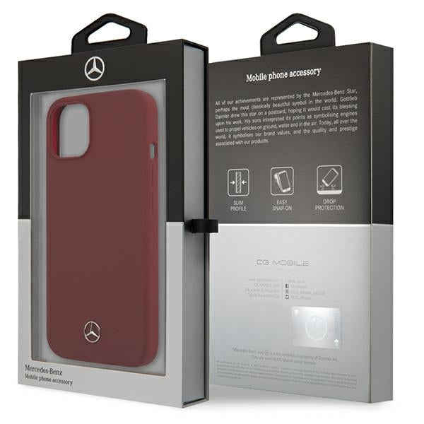 Mercedes silikoninis dėklas iPhone 13/14/15 6.1 – raudonas