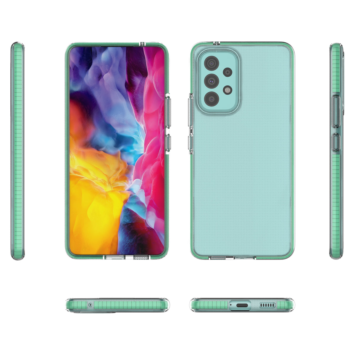 Skaidrus TPU dėklas Samsung Galaxy A73 – rožinis rėmelis -- Samsung Galaxy A73
