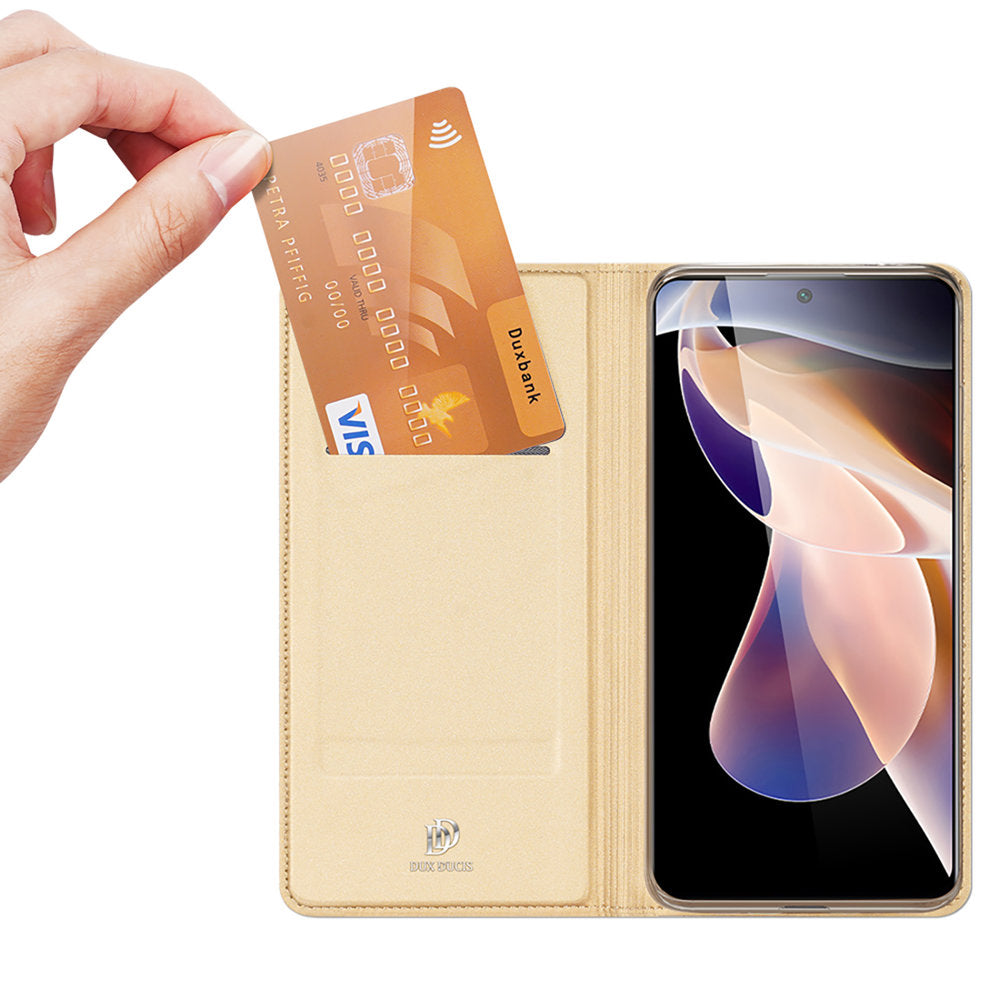 Dux Ducis Skin Pro atverčiamas dėklas Poco M4 Pro 5G – auksinis -- Xiaomi Poco M4 Pro