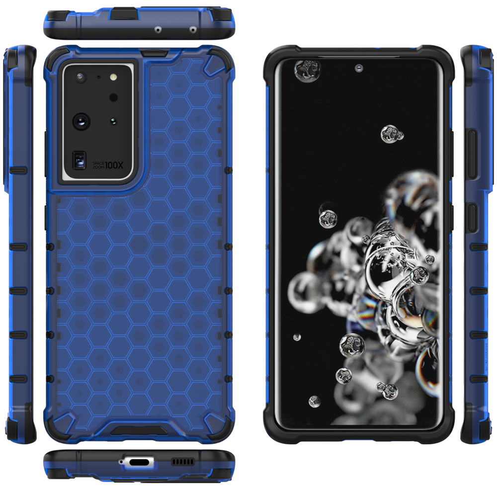 Honeycomb šarvuotas dėklas Samsung Galaxy S22 Ultra – mėlynas -- Samsung Galaxy S22 Ultra