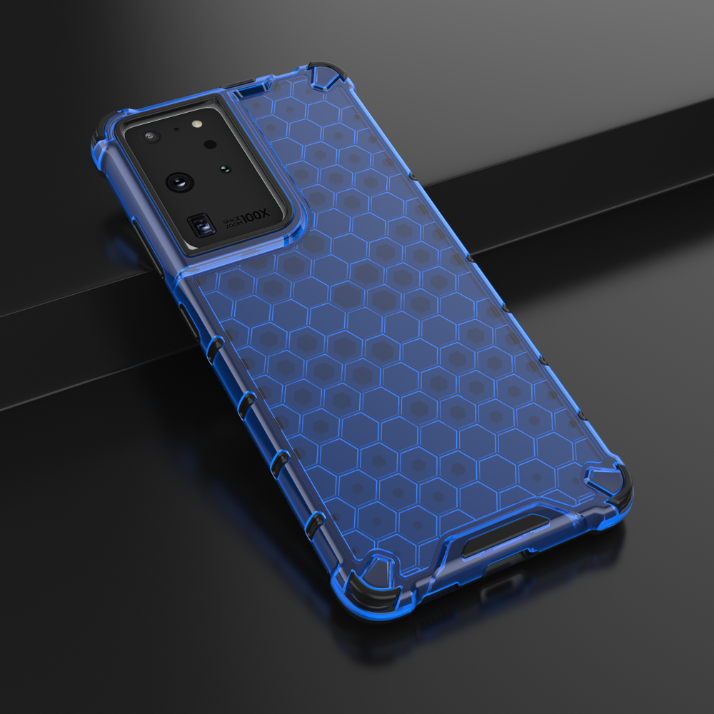 Honeycomb šarvuotas dėklas Samsung Galaxy S22 Ultra – mėlynas -- Samsung Galaxy S22 Ultra