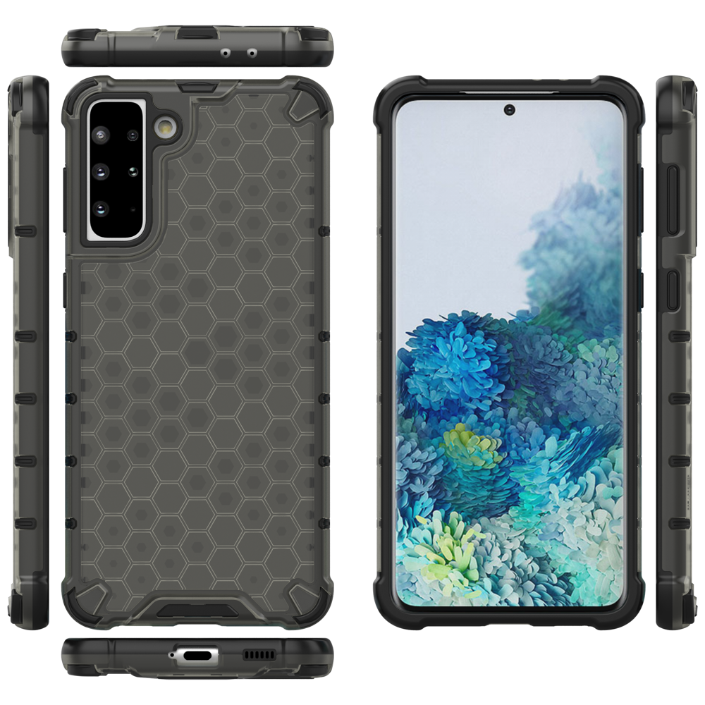 Šarvuotas korio rašto dėklas Samsung Galaxy S22+ – juodas -- Samsung Galaxy S22+