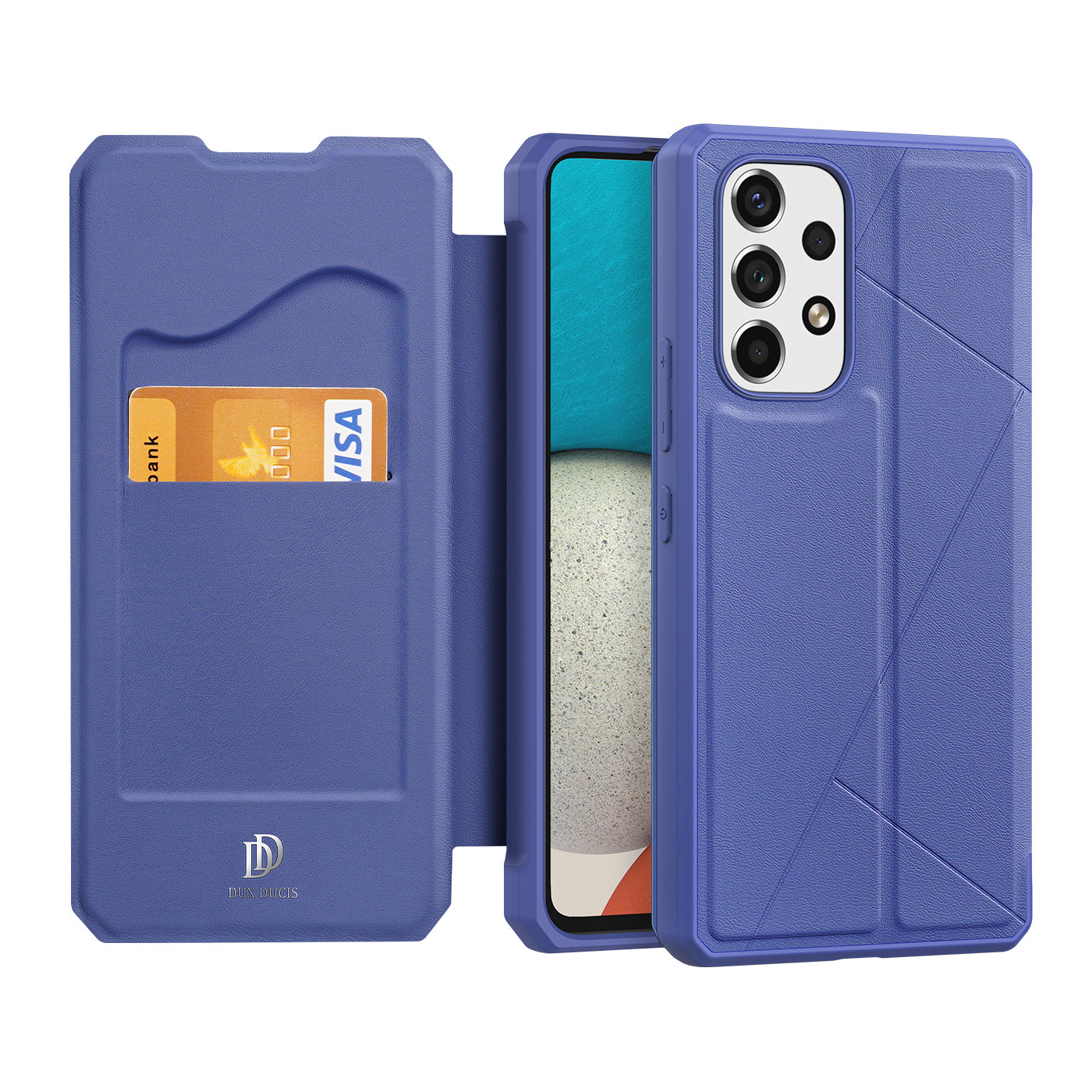 Dux Ducis Skin X atverčiamas dėklas Samsung Galaxy A73 – mėlynas -- Samsung Galaxy A73
