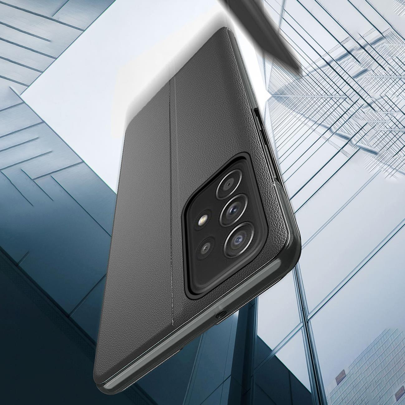 Eco Leather View dėklas Samsung Galaxy A73 – mėlynas -- Samsung Galaxy A73
