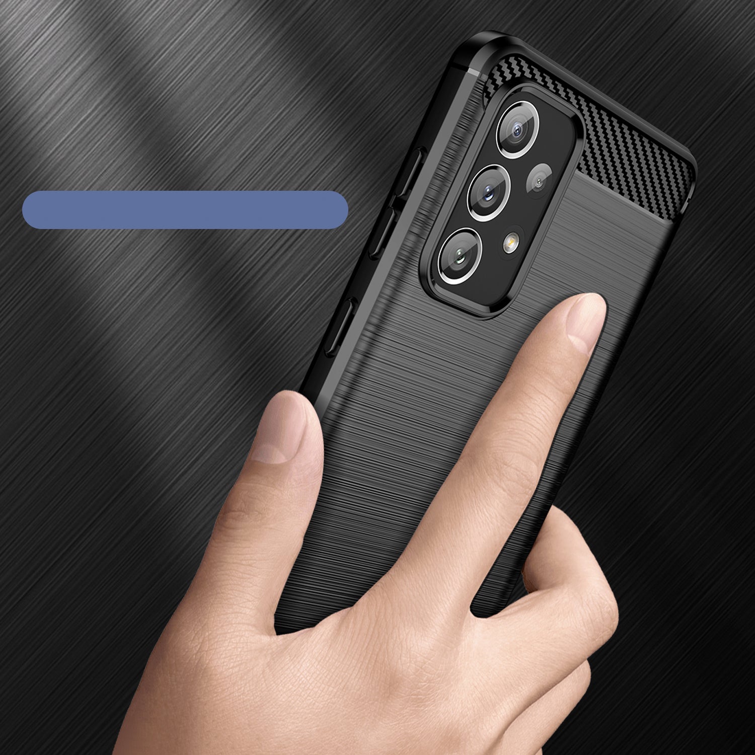 Carbon Case TPU dėklas Samsung Galaxy A73 – juodas -- Samsung Galaxy A73