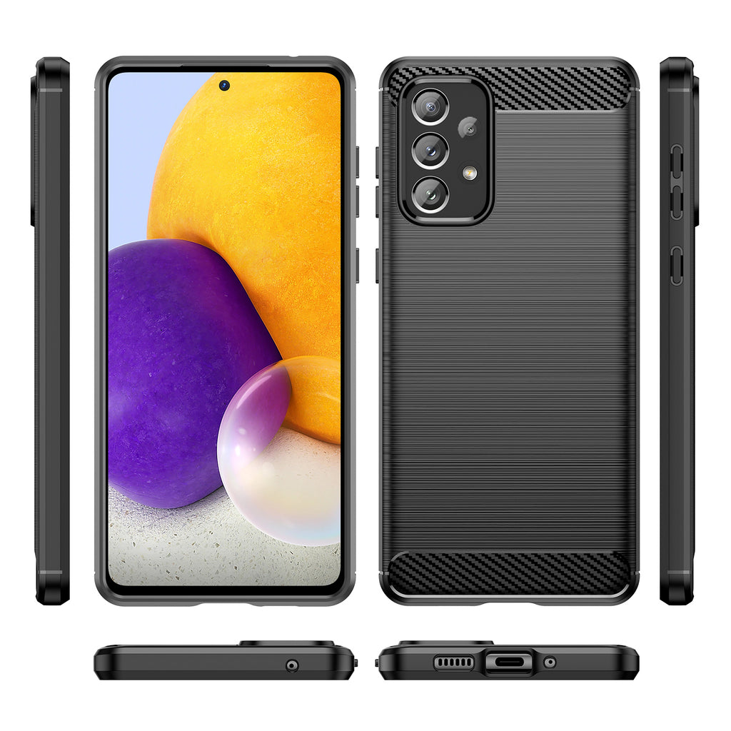Carbon Case TPU dėklas Samsung Galaxy A73 – juodas -- Samsung Galaxy A73