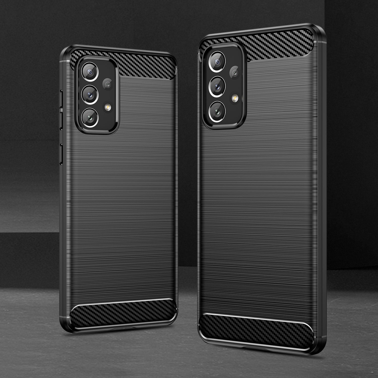 Carbon Case TPU dėklas Samsung Galaxy A73 – juodas -- Samsung Galaxy A73