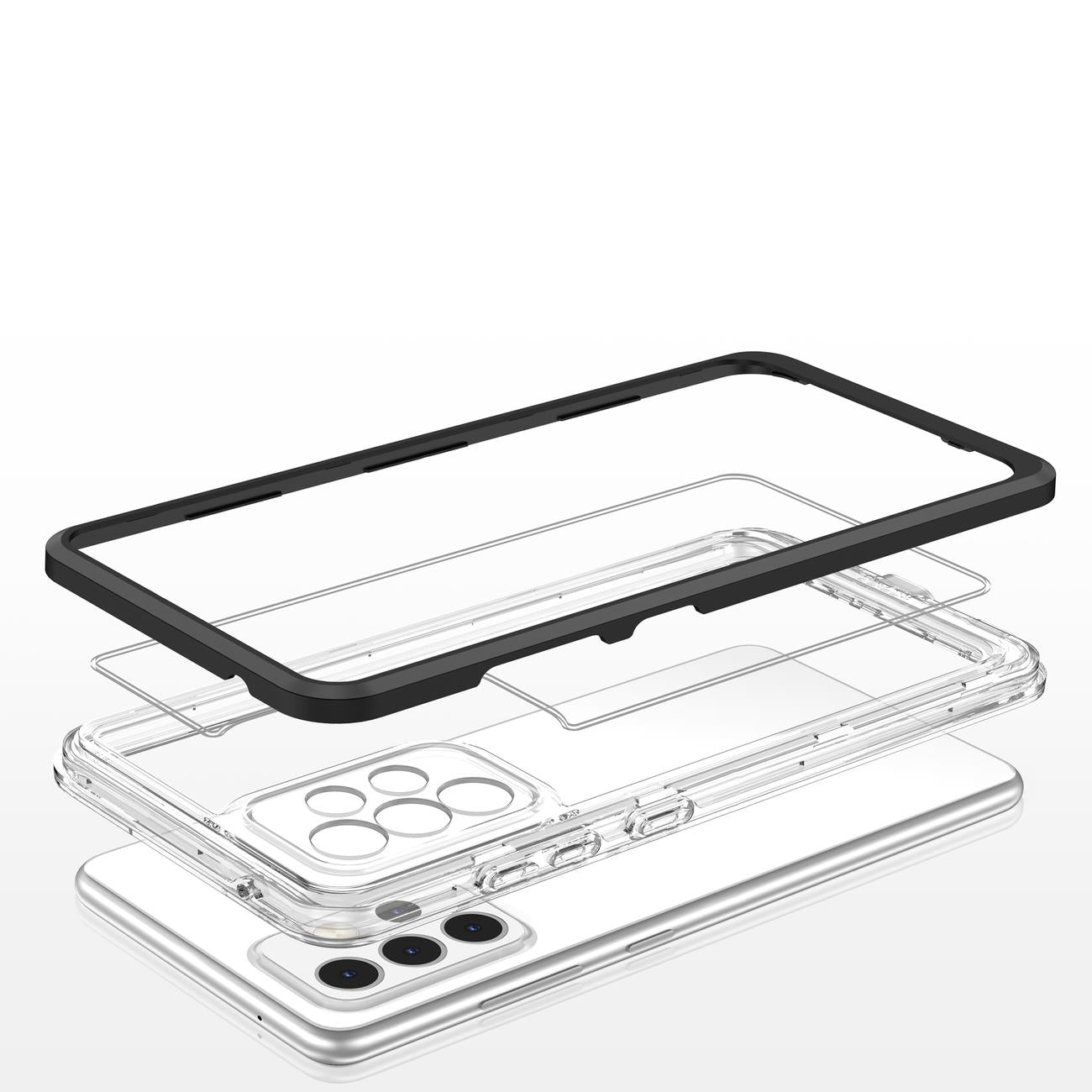 Skaidrus dėklas Samsung Galaxy A73 – juodas rėmelis -- Samsung Galaxy A73