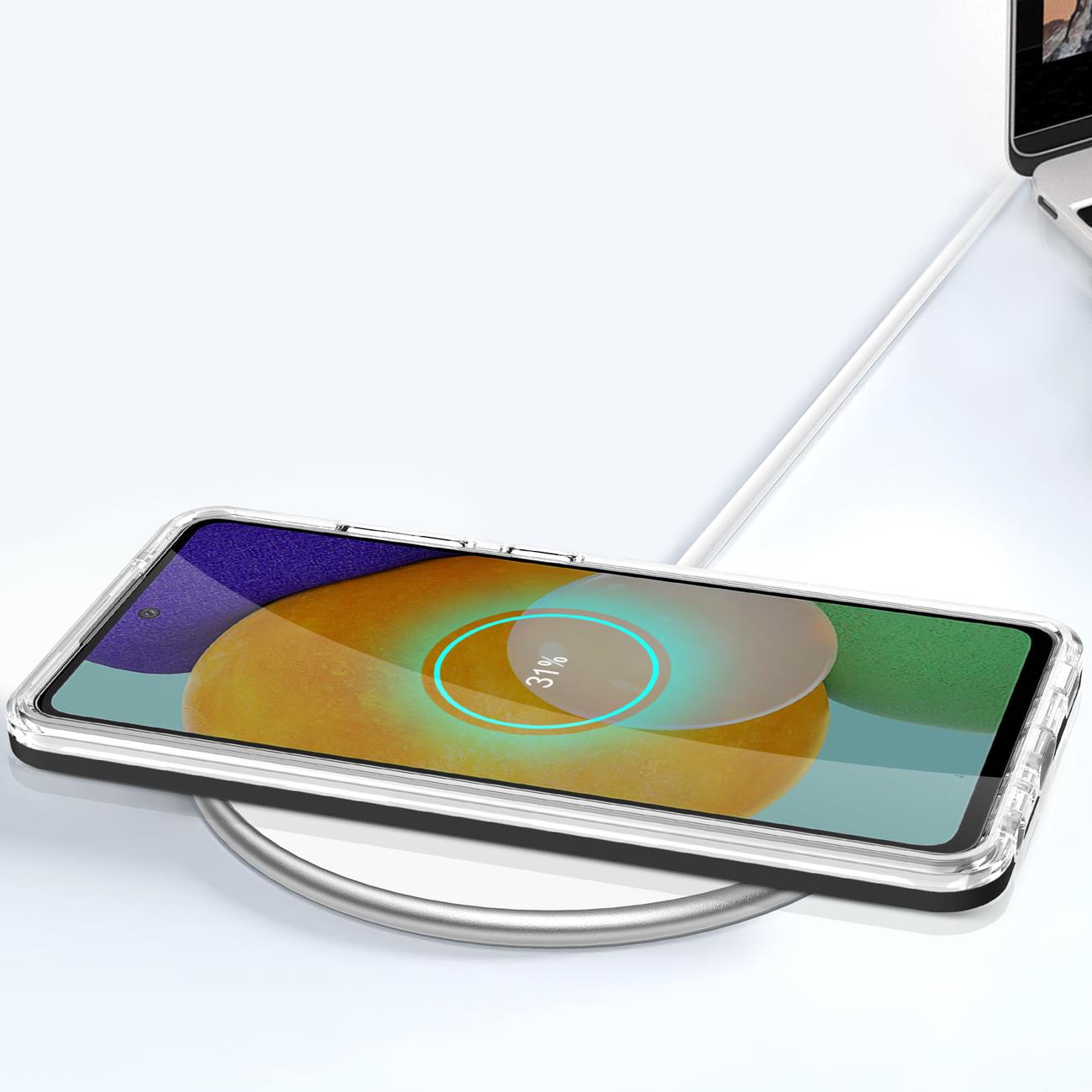 Skaidrus dėklas Samsung Galaxy A73 – juodas rėmelis -- Samsung Galaxy A73