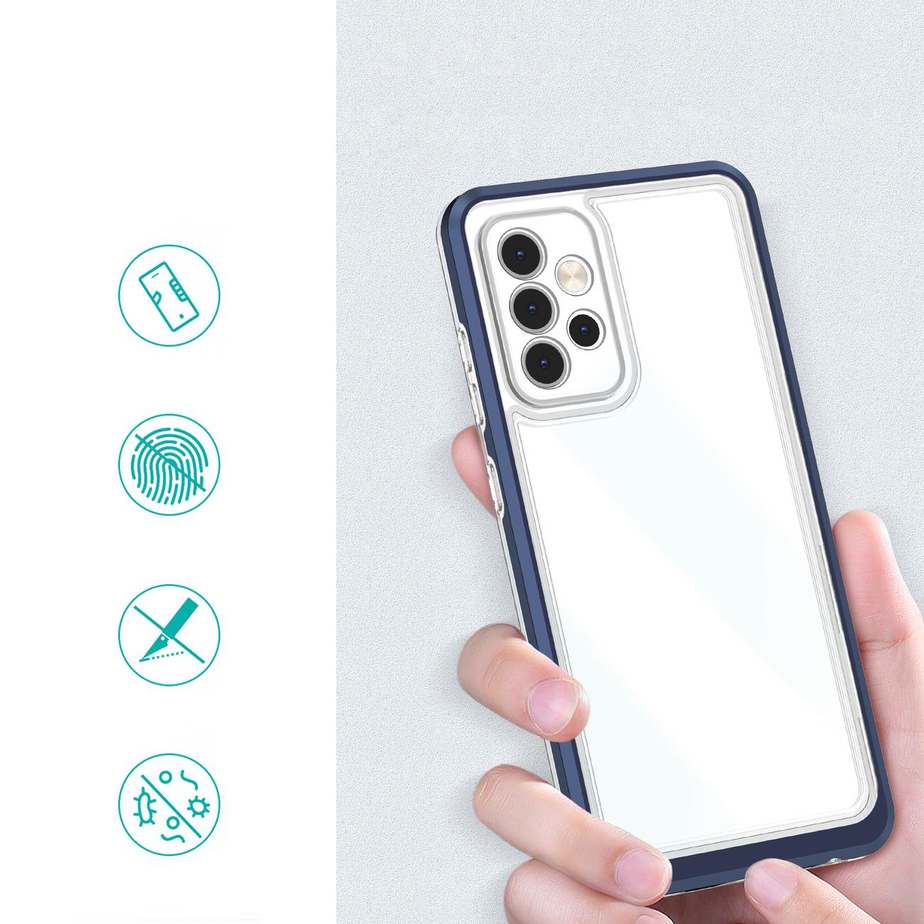 Skaidrus 3in1 dėklas Samsung Galaxy A73 – mėlynas -- Samsung Galaxy A73
