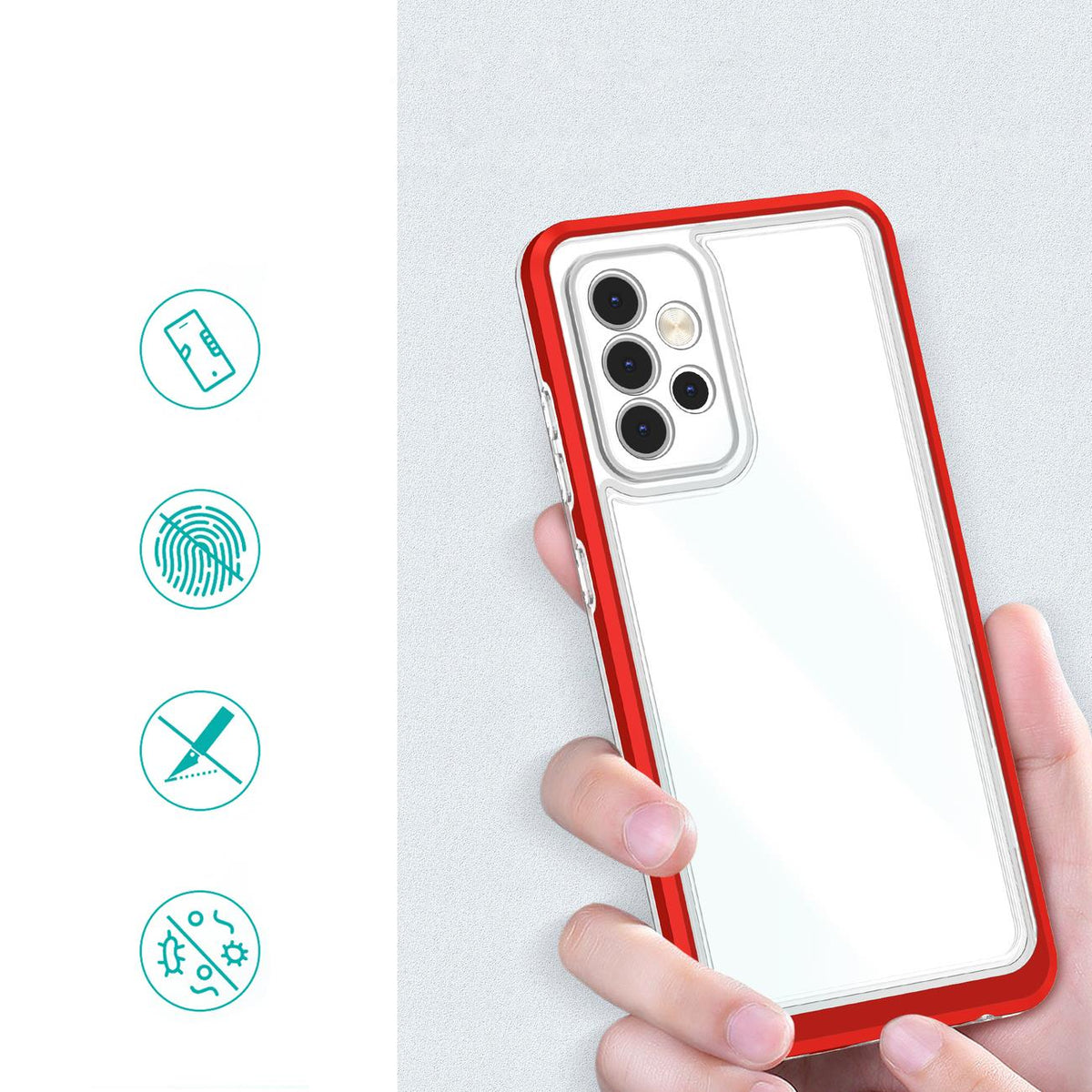 Skaidrus 3in1 dėklas Samsung Galaxy A73 – raudonas -- Samsung Galaxy A73