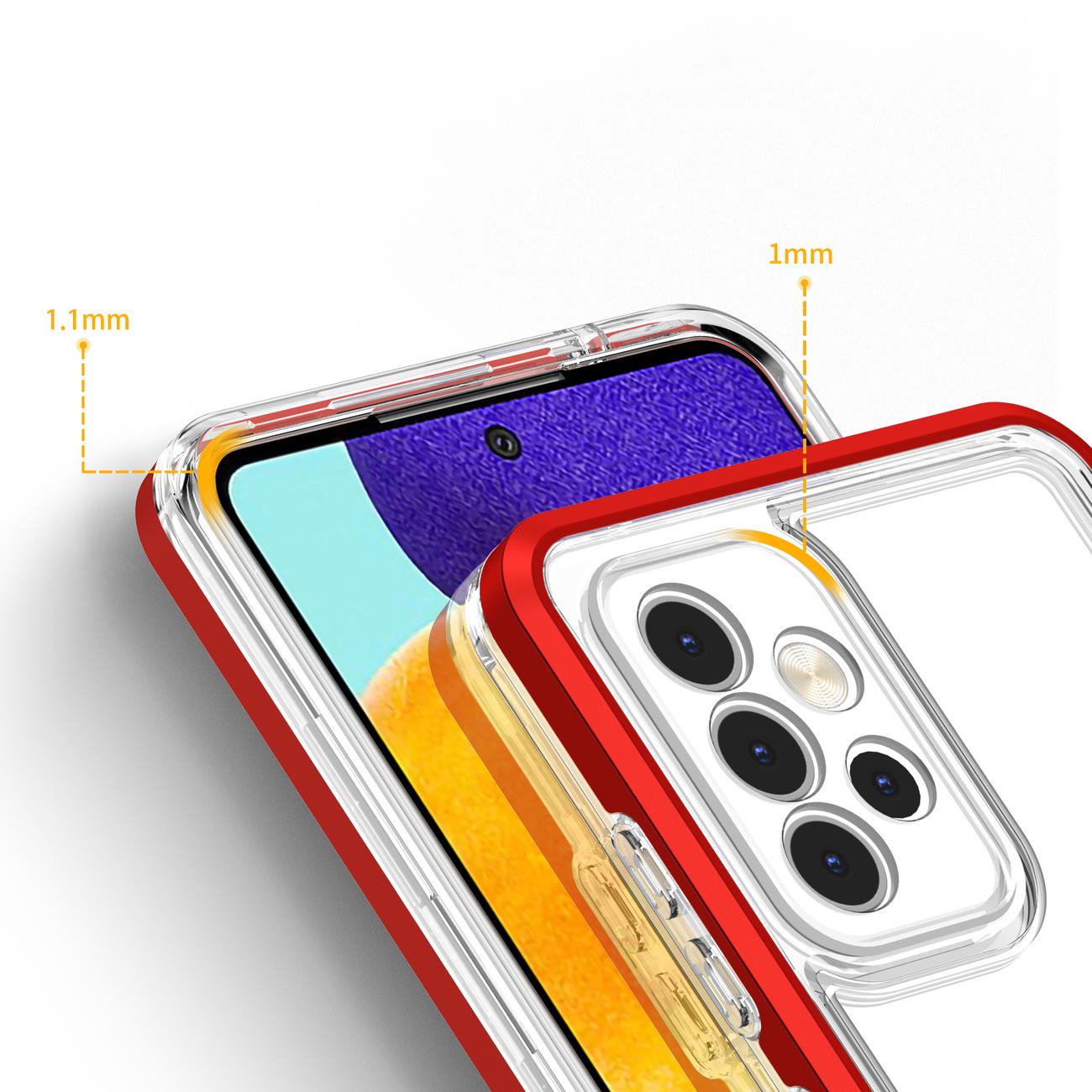 Skaidrus 3in1 dėklas Samsung Galaxy A73 – raudonas -- Samsung Galaxy A73