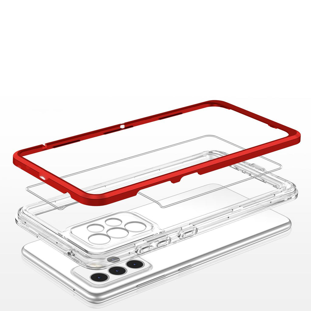 Skaidrus 3in1 dėklas Samsung Galaxy A73 – raudonas -- Samsung Galaxy A73