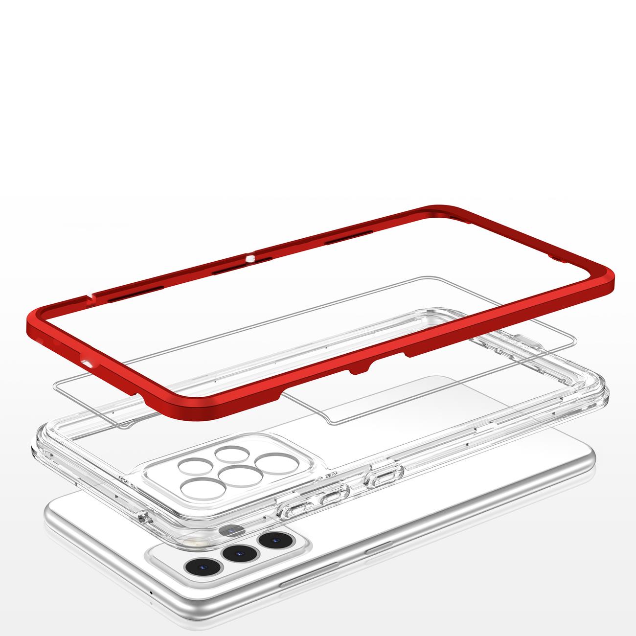 Skaidrus 3in1 dėklas Samsung Galaxy A73 – raudonas -- Samsung Galaxy A73