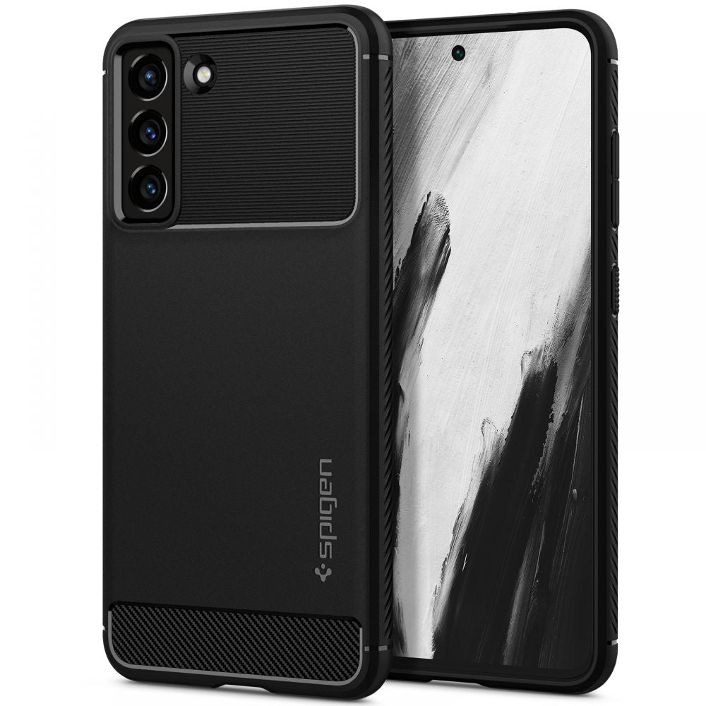 Spigen Rugged Armor dėklas Samsung Galaxy S21 FE – juodas -- Samsung Galaxy S21 FE