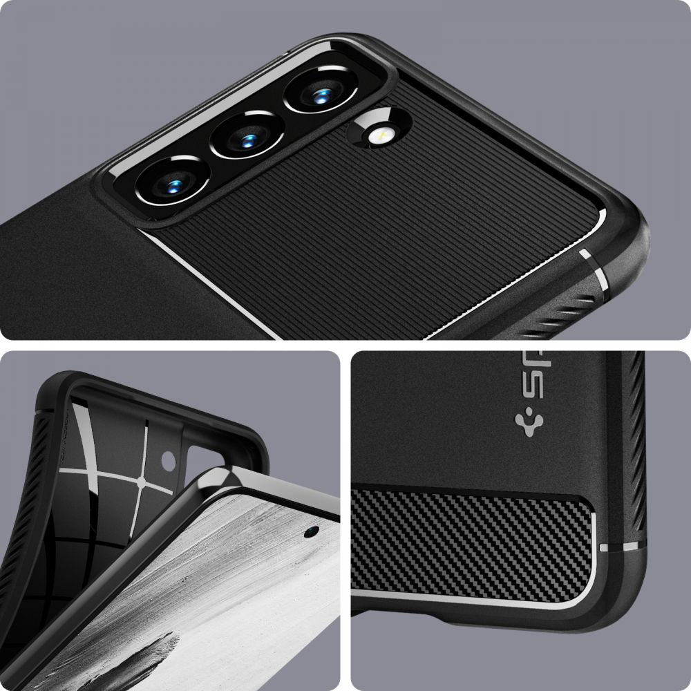 Spigen Rugged Armor dėklas Samsung Galaxy S21 FE – juodas -- Samsung Galaxy S21 FE