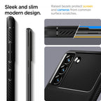 Spigen Rugged Armor dėklas Samsung Galaxy S21 FE – juodas -- Samsung Galaxy S21 FE